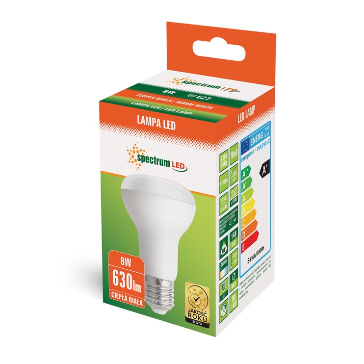Lambipirn Spectrum LED, R63, soe valge, E27, 8 W, 680 lm