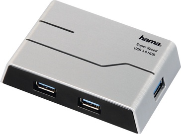 Hama USB 3.0 4-port w/ Power Supply Silver/Black