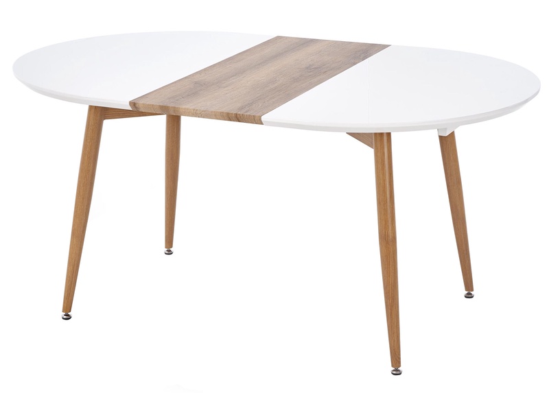 Обеденный стол c удлинением Edward, белый/дубовый, 120 см x 100 см x 75 см