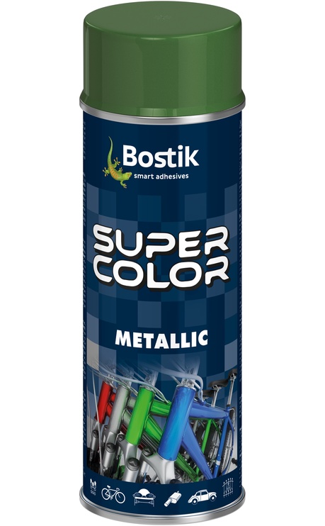 Aerosola krāsa Bostik Super Color Metallic, dekoratīvie, melna, 0.4 l