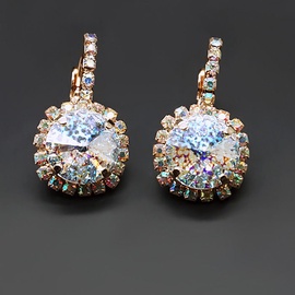 Diamond Sky Earrings Clarice VII White Patina With Swarovski Crystals