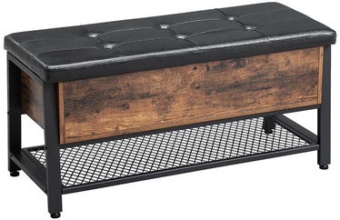 Pufs Songmics Storage, brūna/melna, 100 cm x 40 cm x 48 cm