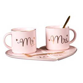 Home4you Mr&Mrs Marble Cup Set Pink