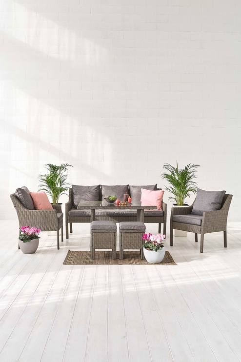 Комплект уличной мебели Domoletti Family Lounge SF1608, серый/коричневый, 7 места