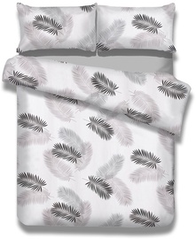 Gultas veļas komplekts AmeliaHome Basic, balta/pelēka, 200x220/80x80 cm