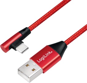 Logilink USB-A To USB-C 90° Angled Cable Red 0.3m