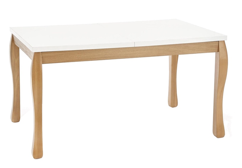 Обеденный стол c удлинением, белый/дубовый, 140 см x 90 см x 76 см