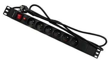 Qoltec Surge Protector for Rack 19" with CB 1U 16A PDU 6 Outlet 2m