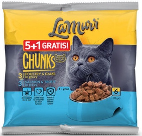 Влажный корм для кошек (консервы) La Murr Chunks Poultry & Game Plus Salmon & Trout 6x100g