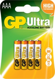Elementai GP Batteries Ultra Alkaline, AAA, 1.5 V, 4 vnt.