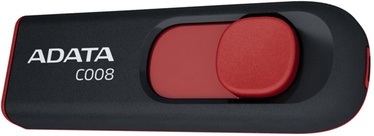 USB atmintinė Adata C008, juoda/raudona, 8 GB