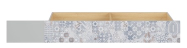 Black Red White Nandu Bed Drawer Light Grey Print/Oak