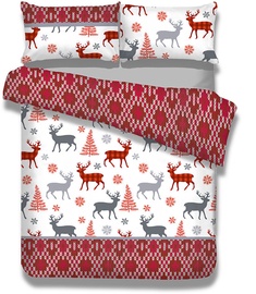 Gultas veļas komplekts AmeliaHome Snuggy, balta/sarkana, 155x220/80x80 cm