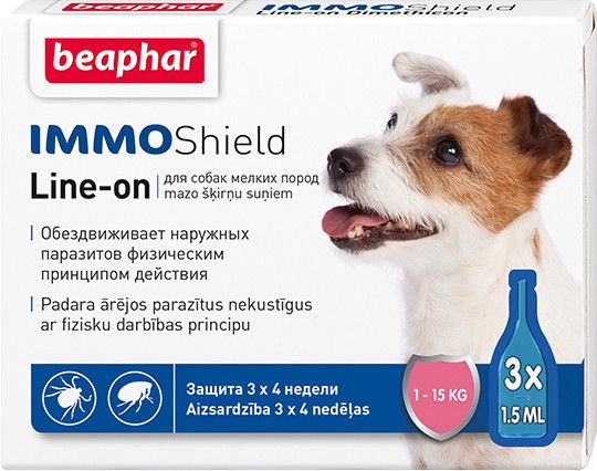 Līdzeklis pret parazītiem Beaphar Immo Shield Line-on Dog S, 1.5 ml, 3 gab