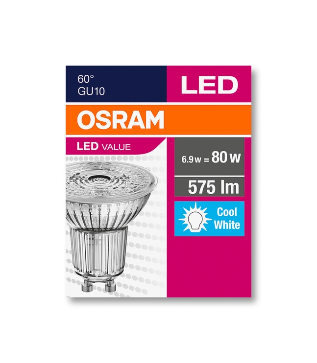 Лампочка Osram LED, белый, GU10, 6.9 Вт, 575 лм