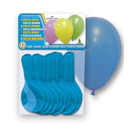 Balons ovāls Pastel Opaque, zila, 12 gab.