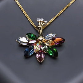 Diamond Sky Pendant Peacock With Swarovski Crystals