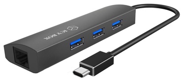 USB jaotur RaidSonic 3 Port USB 3.0 Hub & Gigabit-LAN, 20 cm