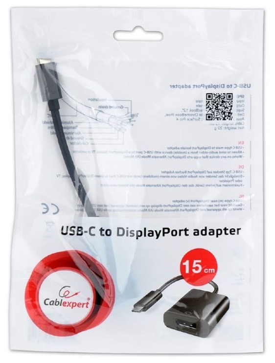Adapter Gembird USB-C / DispalyPort USB 3.1 C male, Displayport, 0.15 m, must