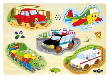 Пазл Woody Educational Cars With Sounds 90331, 5 шт.
