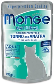 Влажный корм для кошек Monge Natural Tuna With Duck Adult, мясо утки/тунец, 0.08 кг