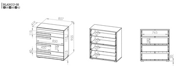 ML Meble Blanco 08 Chest Of Drawers Gray/Snowy Pine