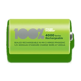 Uzlādējamais elements 100% PeakPower PP400DHC-U2 R20 D Rechargeable Battery 2pcs
