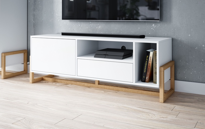 TV-laud, pruun/valge, 139 cm x 37 cm x 48.9 cm