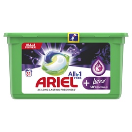 Skalbimo kapsulės Ariel Touch of Lenor Unstoppables, 31 vnt.