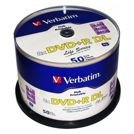 Накопитель данных Verbatim DVD+R DL 8X 8.5GB Double Layer Printable 50P Spindle