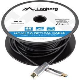 Laidas Lanberg CA-HDMI-20FB-0800-BK HDMI 2.0, HDMI 2.0, 80 m, sidabro