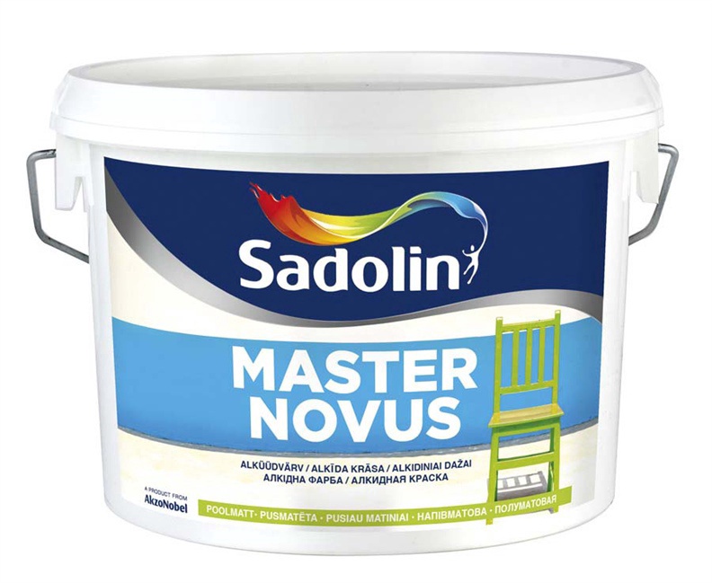 Emailvärv, universaalsed Sadolin Master Novus 15, poolmatt, 2.5 l, valge