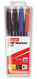 Перманентный маркер Luxor 3280/4WT, 0.6 мм, синий/черный/красный, 4 шт.