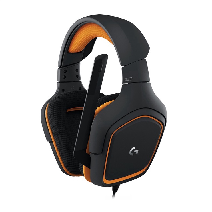 Laidinės žaidimų ausinės Logitech G231 Prodigy, juodos/oranžinės