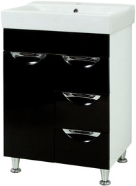 Vannitoakapp valamuga Sanservis Laura 60, must, 45 cm x 60 cm x 83 cm