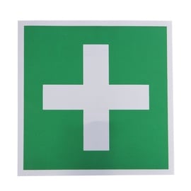 First Aid Sign Sticker 135x135mm Red/White