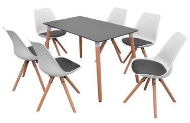 Обеденный комплект VLX 7 Pieces 243553, белый/черный/бук