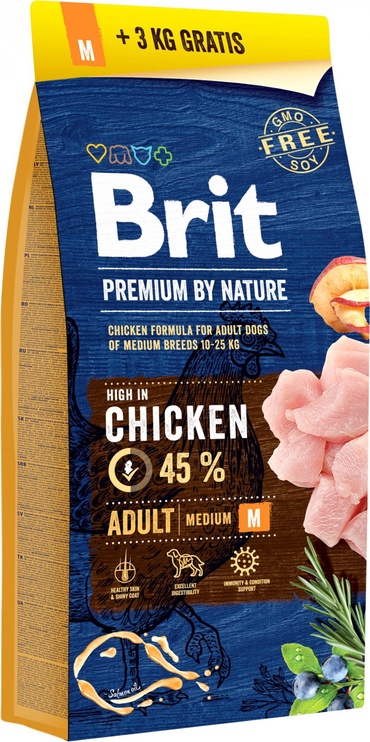 Сухой корм для собак Brit Nature Adult, курица, 18 кг