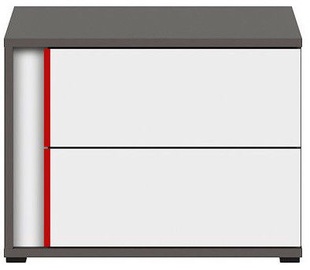 Black Red White Graphic Night Stand Left White/Red/Wolfram Grey