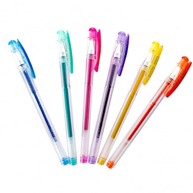 Lodīšu pildspalva Crayola Glitter, zila/zelta/sarkana/rozā/violeta/gaiši zila, 6 gab.