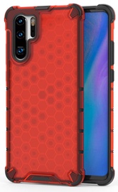 Hurtel Honeycomb Armor Back Case For Huawei P30 Pro Red