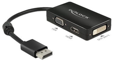 Sadalītājs Delock Displayport - VGA/HDMI/DVI-D HDMI female, DVI-D male, melna