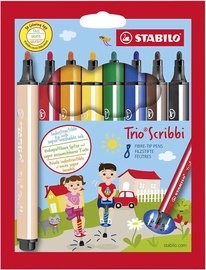 Фломастер Stabilo Trio Scribbi, односторонние, 8 шт.