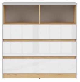 Komoda Black Red White Nandu 90x91x39cm Gray/Oak/White
