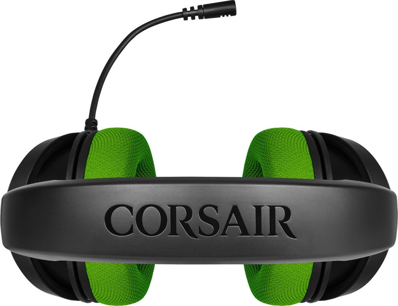 Проводная игровая гарнитура Corsair HS35, черный/зеленый