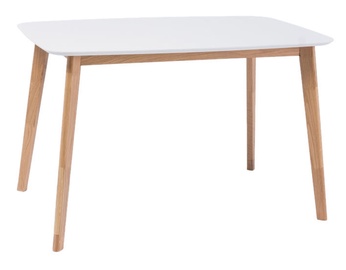 Pusdienu galds, balta/ozola, 120 cm x 75 cm x 75 cm