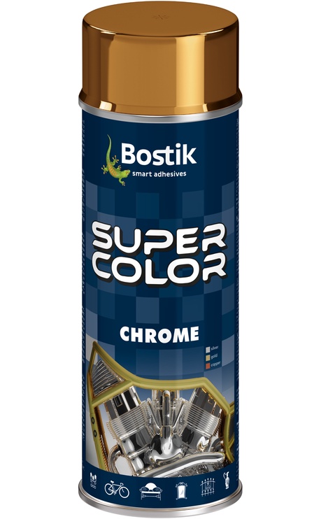 Aerosoolvärv Bostik Super Color Chrome, dekoratiivne, kuldne, 0.4 l