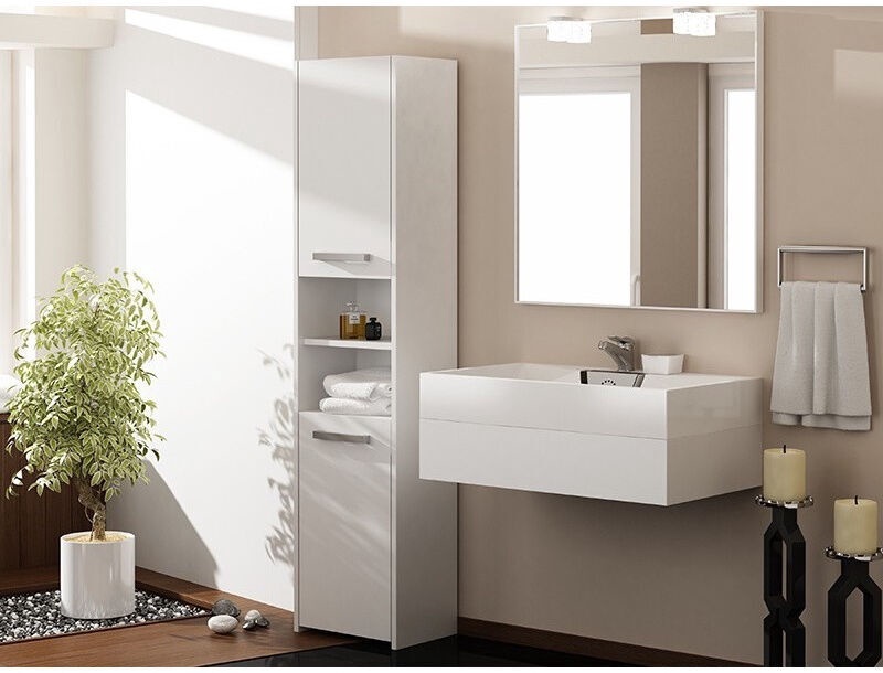 Отдельностоящий шкаф для ванной комнаты Top E Shop S40, белый, 30 см x 40 см x 170 см