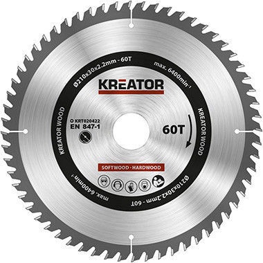 Griešanas disks Kreator, 210 mm x 30 mm