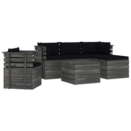 Āra mēbeļu komplekts VLX Garden Pallet Lounge Set 3061858, melns/pelēks, 1-4 sēdvietas